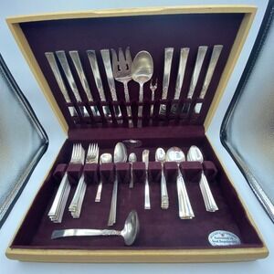 Nobility Plate Royal Wind Song Silver Plated Flatware Set 60+ Pc with Wood Chest